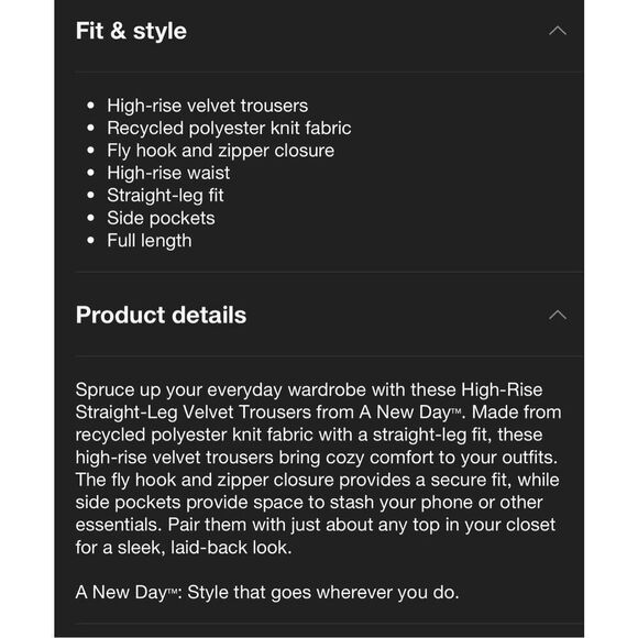 A New Day NWOT brown velvet trouser pants size 4 - Picture 13 of 14